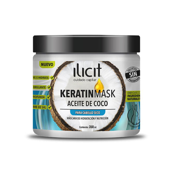Crema capilar Keratin Mask Ilicit aceite de coco 350ml