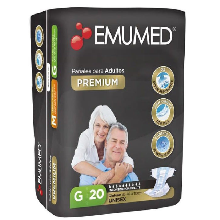 Pañales Adulto EmuMed premium G 20 unds