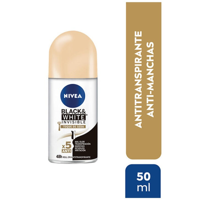 Desodorante roll on Nivea Black & White Toque de Seda 50ml