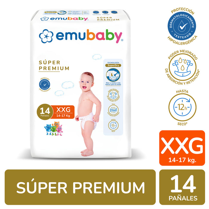 Pañales Emubaby premium XXG 14 unds