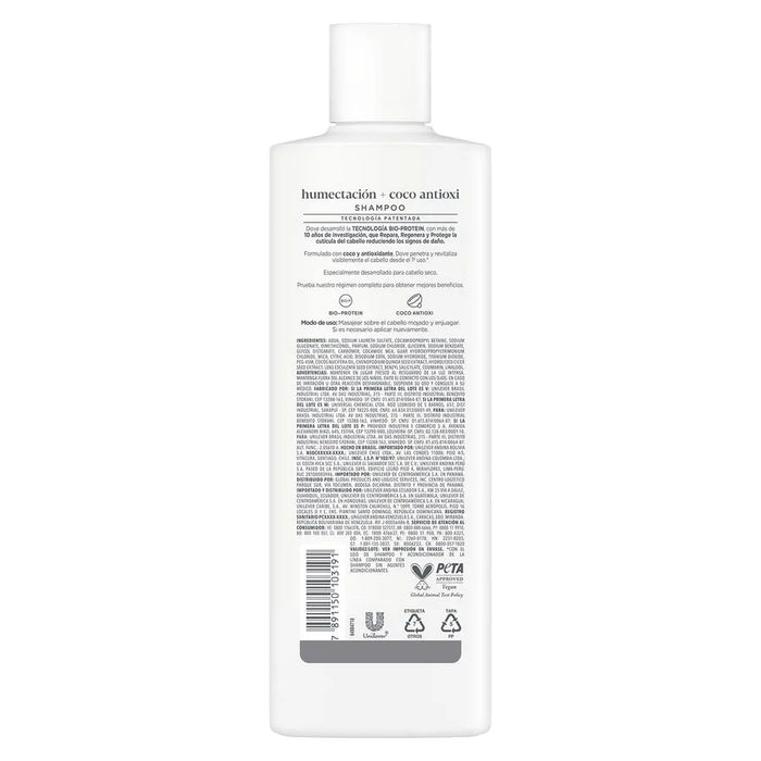 Shampoo Dove Humectación + Coco Antioxidante 370 ml