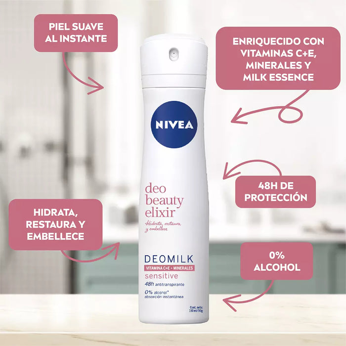 Desodorante spray Nivea Beauty Elixir Sensitive Mujer 150ml