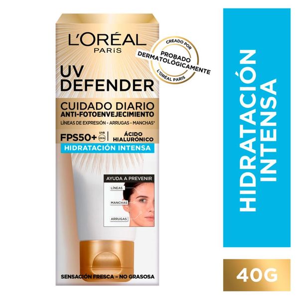 Crema facial L'Oréal UV Defender FPS 50+ Hidratacion intensa 40gr