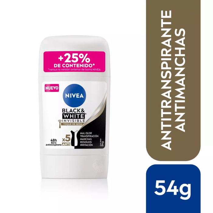 Desodorante barra Nivea mujer Black & White Toque de Seda 54gr