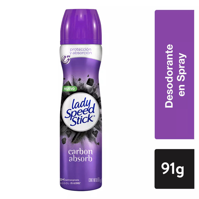 Desodorante spray Lady Speed Stick Carbon Absorb 150ml