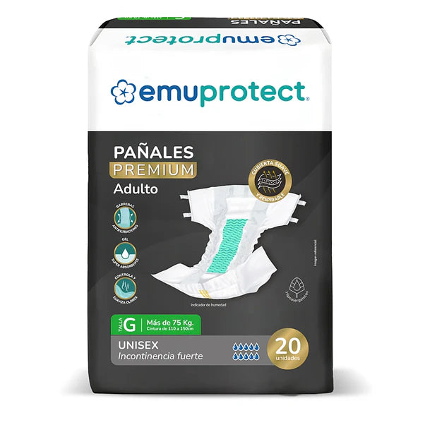 Pañales Adulto EmuMed premium G 20 unds