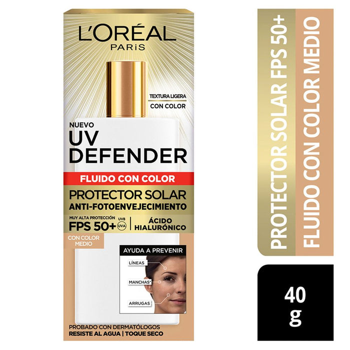 Protector Solar L'Oréal UV Defender FPS 50+ color Medio 40gr