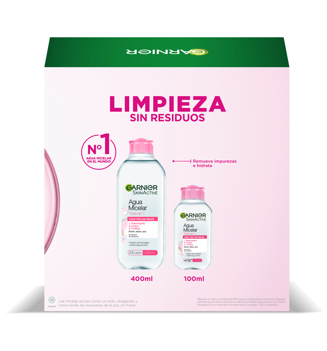 Estuche Garnier Agua Micelar todo en uno 400ml + 100ml