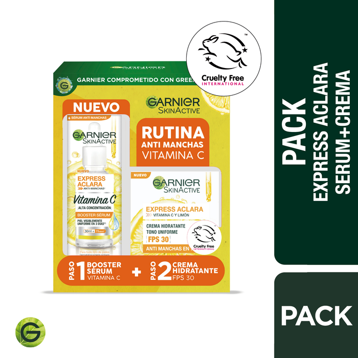 Set Garnier Express Aclara Serum booster 30ml + Crema 50ml Vitamina C