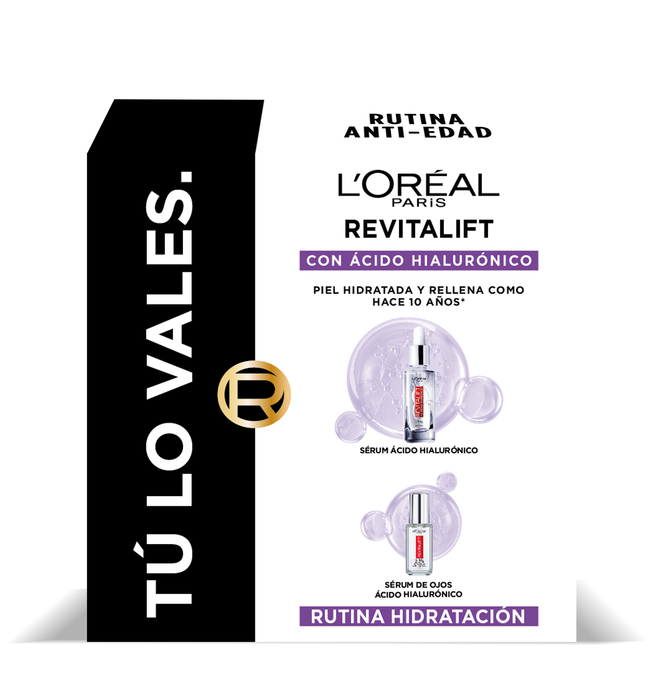 Estuche Loreal Serum con ácido hialurónico rostro 30ml + Serum de ojos 20ml