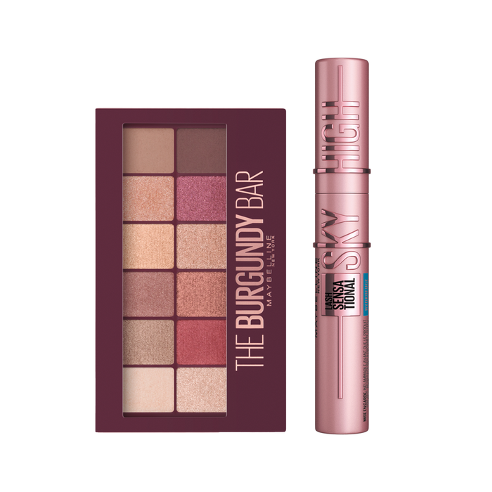 Set Maybelline Mascara Sky High + Paleta Burgundy (Mirada sky)