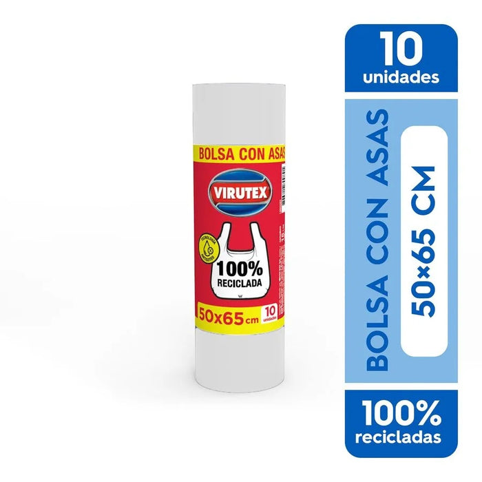 Bolsa de Basura Virutex con Asas 50x65 Anti-goteo BLANCA 10 unid