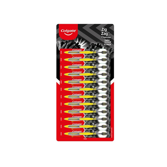 Pack Cepillos Colgate ZigZag Charcoal x 12 unds
