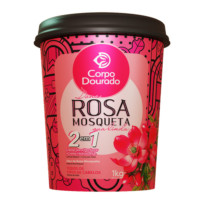 Crema de Rosa Mosqueta 1 Kilo 2 en 1 Corpo Dourado