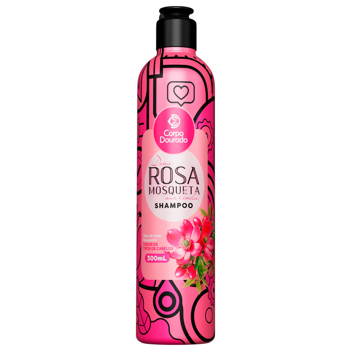 Shampoo y acondicionador Rosa Mosquete 300ml+250ml Corpo Dourado