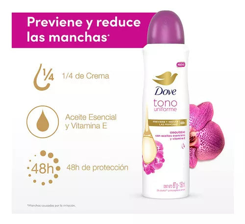 Desodorante Dove spray tono Uniforme Orquideas 150ml