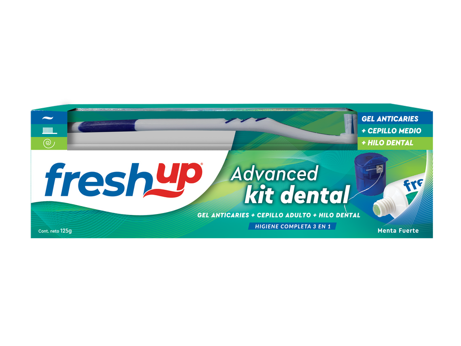 Kit Dental Fresh Up Advanced Pasta Dental 125grs + cepillo adulto + hilo dental