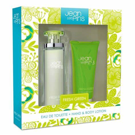 Estuche Jean Les Pins Fresh Green Perfume + crema de manos y cuerpo