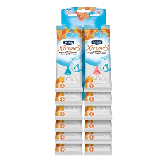 Máquina de afeitar Schick Xtreme3 Hawaiian Tropic display 12 unidades