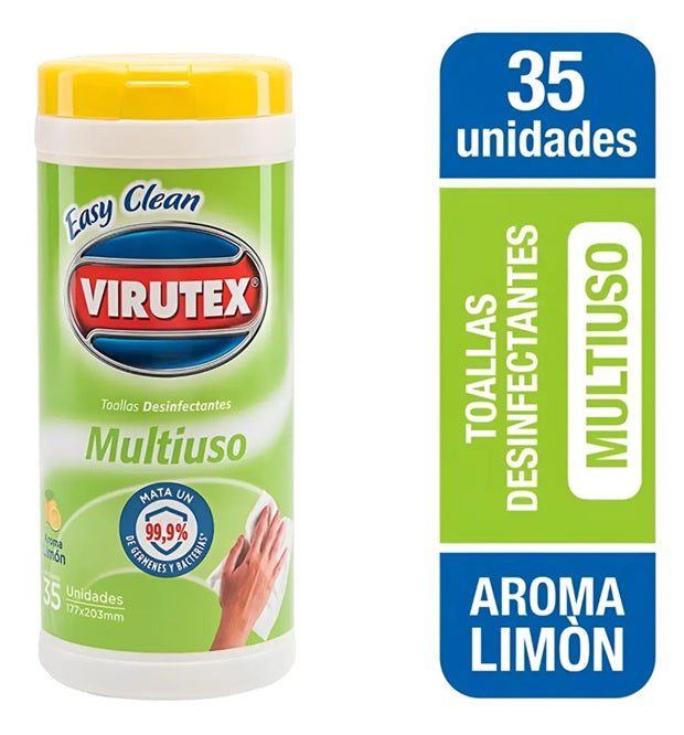 Toallitas Desinfectantes Frasco Virutex Limón 35 unids