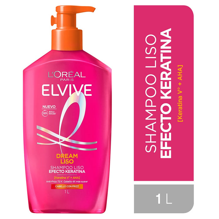 Shampoo Elvive Dream Liso Keratina 1 Litro con valvula