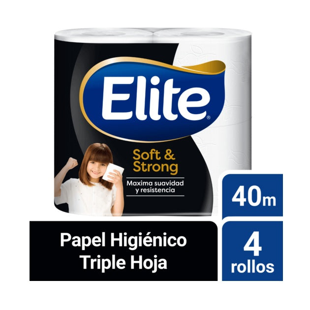 Papel higiénico Elite triple hoja Soft & Strong 4 rollos 40mts