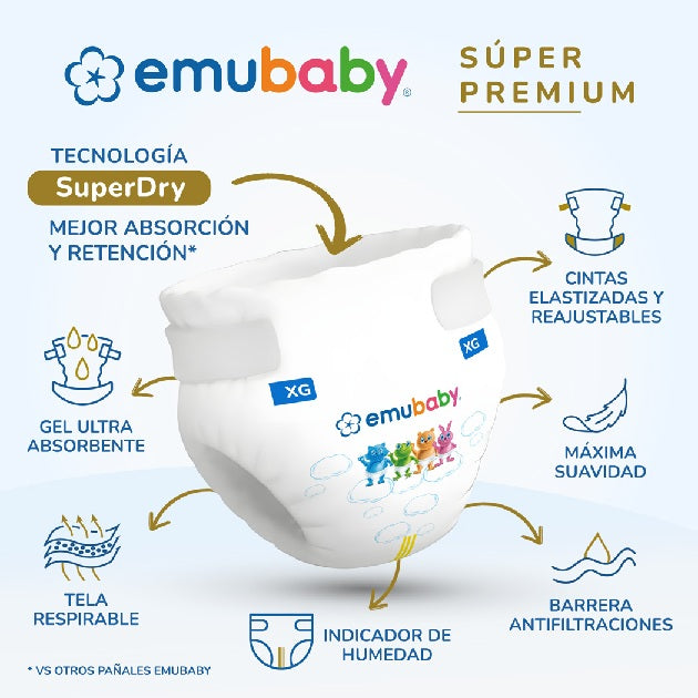 Pañales Emubaby premium XXXG 42unds