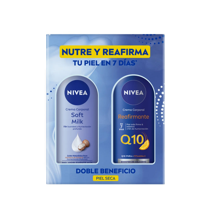 Estuche Nivea crema Soft Milk400ml + Reafirmante Q10 400ml