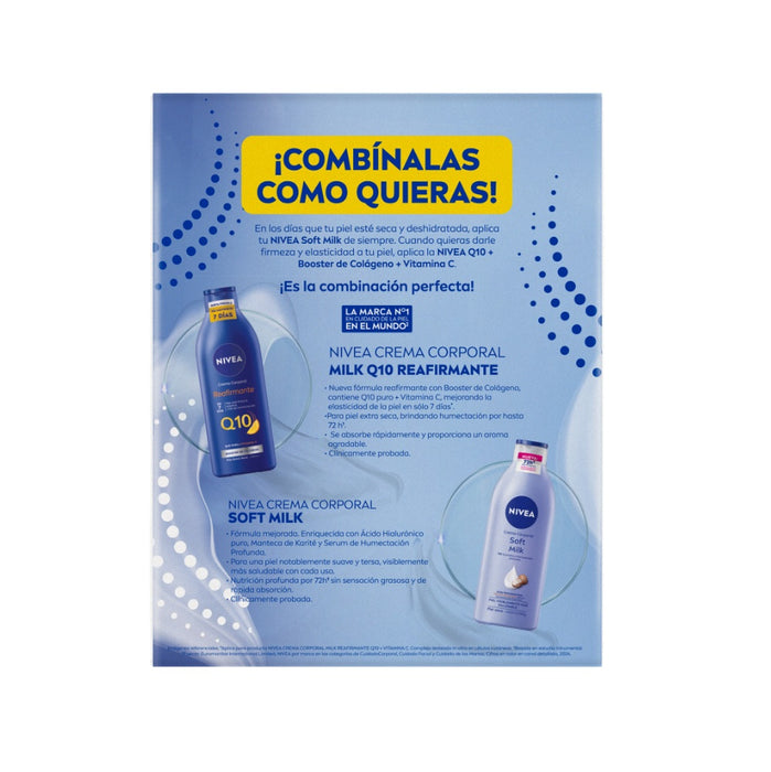 Estuche Nivea crema Soft Milk400ml + Reafirmante Q10 400ml