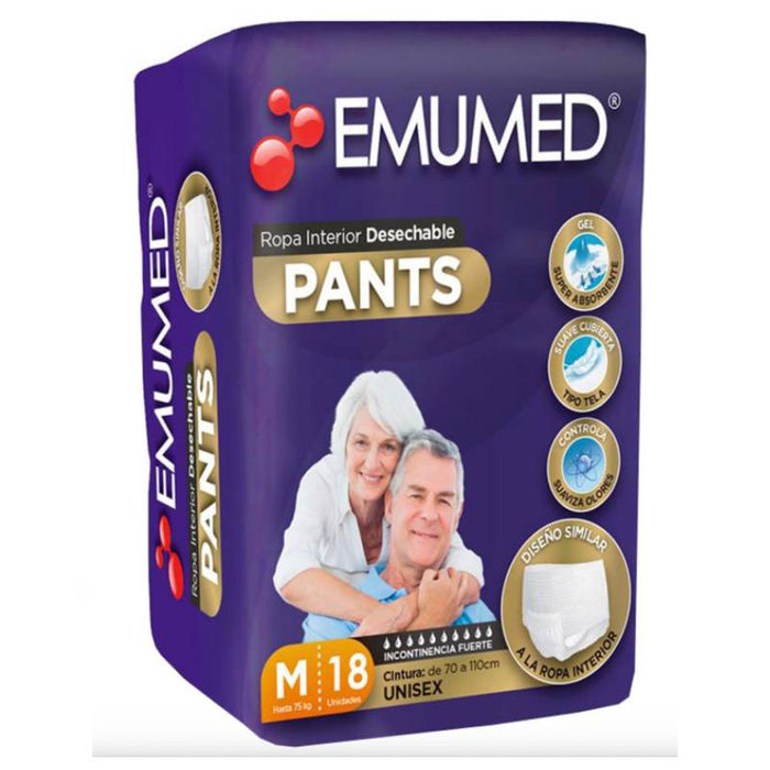 Pañales Adulto EmuMed Pull-up Pants M 18 unds