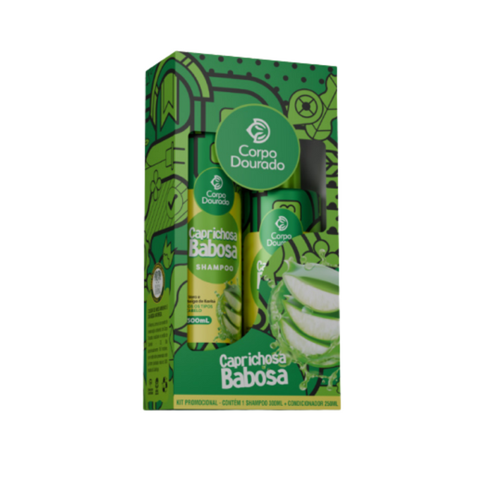 Shampoo y acondicionador Caprichosa Babosa 300ml+250ml Corpo Dourado