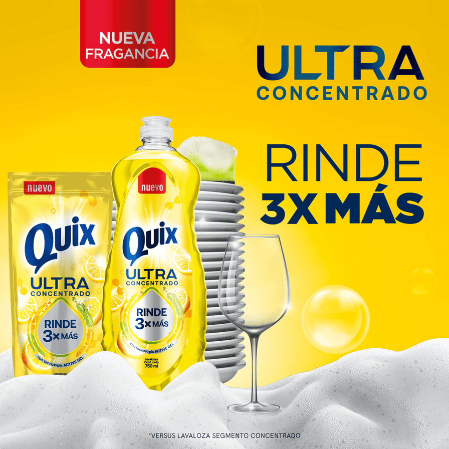 Lavalozas Quix Ultra Concentrado Amarillo 500ml — Perfumería La Mundial