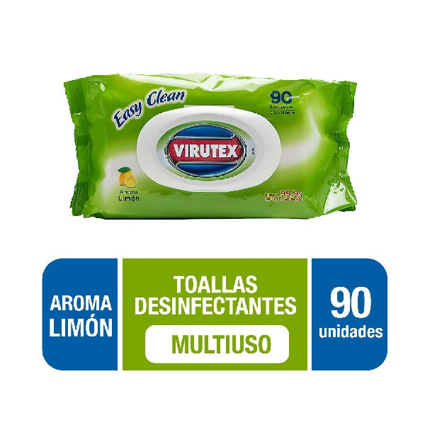 Toallas Humedas Desinfectantes Virutex Limon 90unds