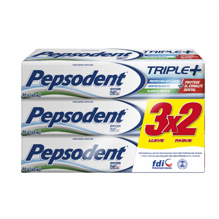 Pasta dental Pepsodent Triple+ 3x2 90gr