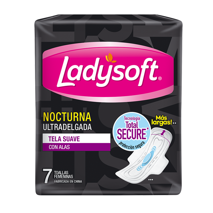 Toalla higiénica Ladysoft Nocturna Ultradelgada suave 7 unds