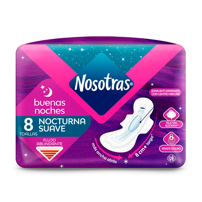 Toalla higiénica Nosotras Buenas Noches suave 8unds.